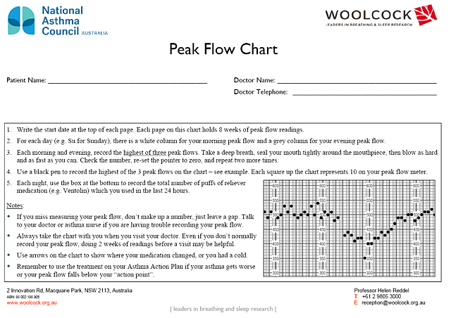 Peak flow chart