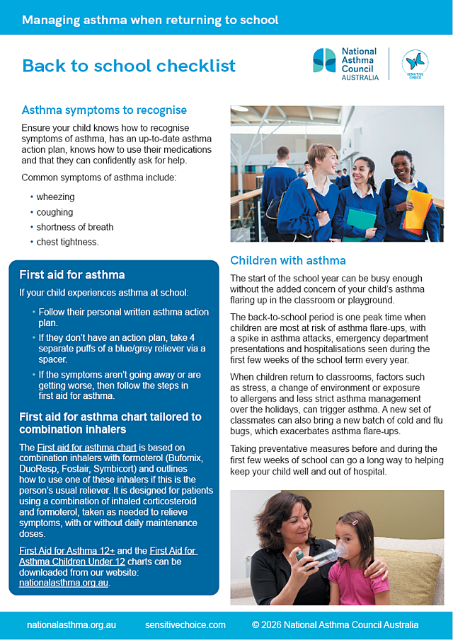 Back to school checklist for children with asthma