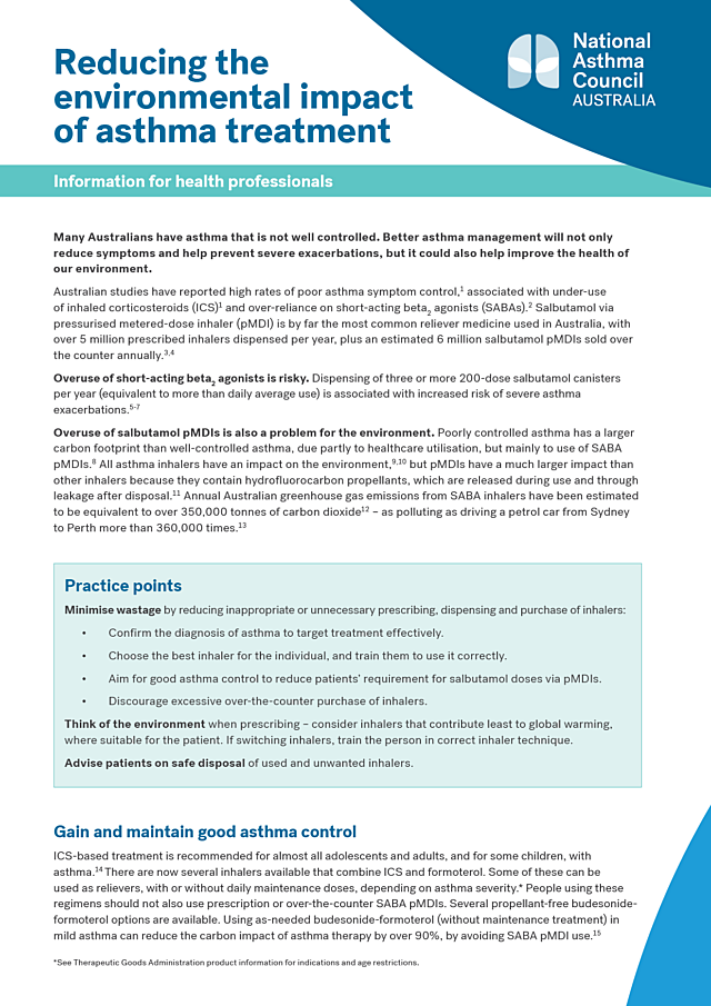 Reducing the environmental impact of asthma treatment