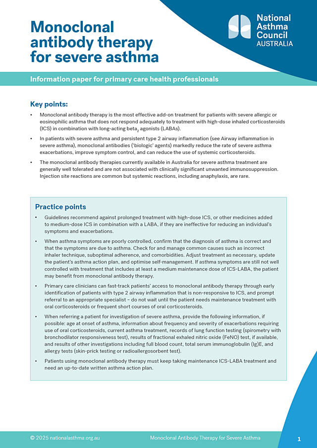 Monoclonal antibody therapy for severe asthma