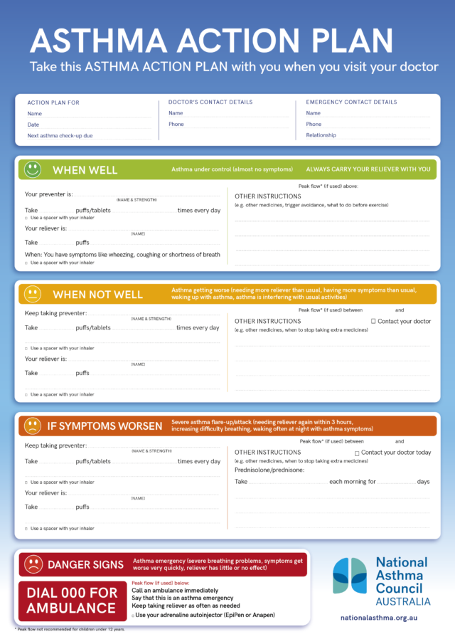 Asthma action plan library