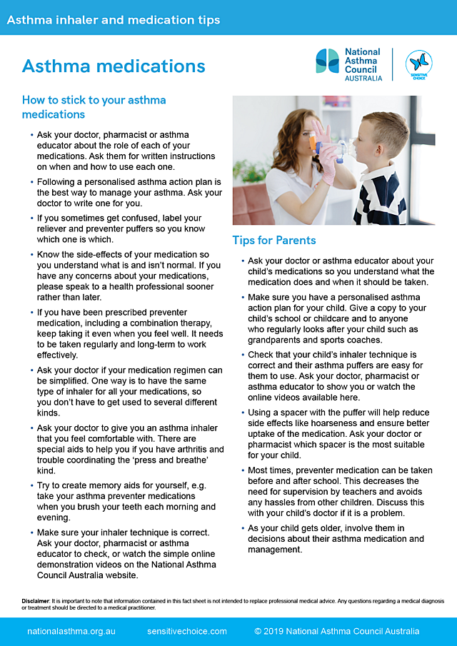 Asthma inhaler and medication tips