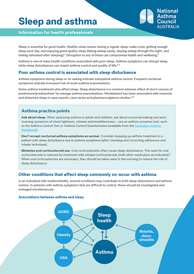 Sleep and asthma information for health professionals