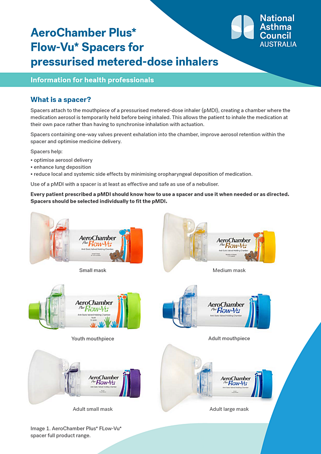 AeroChamber Plus* Flow-Vu* Spacers for pressurised metered-dose inhalers